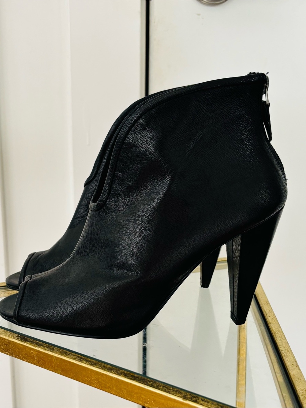MRKT black Italian leather ankle booties 4" heel size 39 (9)